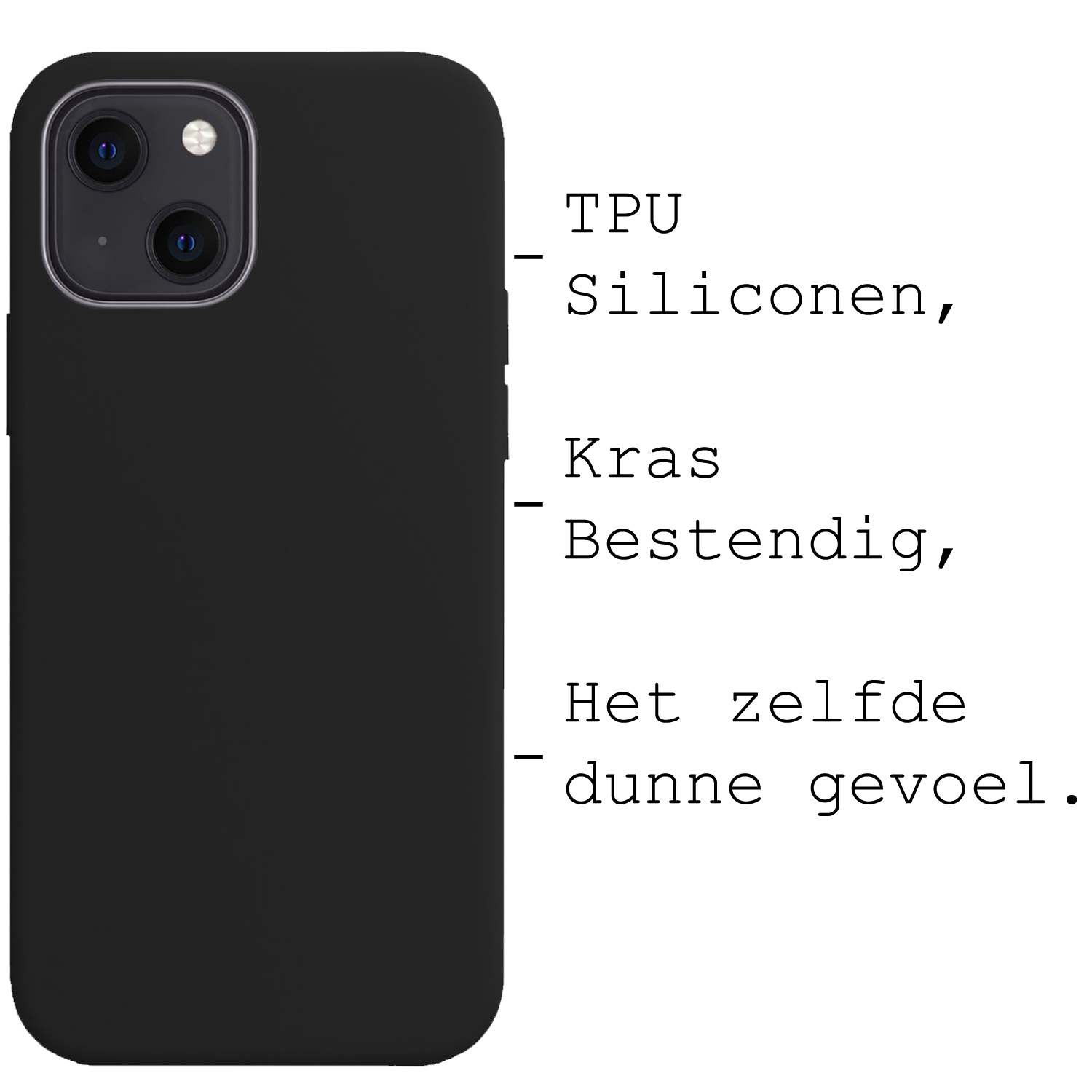 BASEY. Hoes Geschikt voor iPhone 13 Mini Hoesje Siliconen Back Cover Case Met Screenprotector - Hoesje Geschikt voor iPhone 13 Mini Hoes Cover Hoesje - Zwart