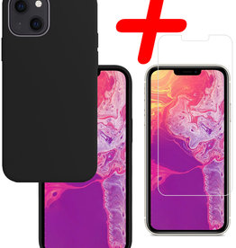 BASEY. BASEY. iPhone 13 Mini Hoesje Siliconen Met Screenprotector - Zwart