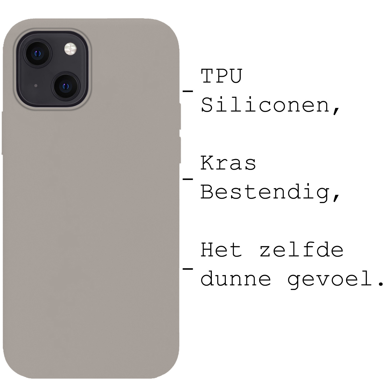 BASEY. Hoes Geschikt voor iPhone 13 Hoesje Siliconen Back Cover Case Met Screenprotector - Hoesje Geschikt voor iPhone 13 Hoes Cover Hoesje - Grijs