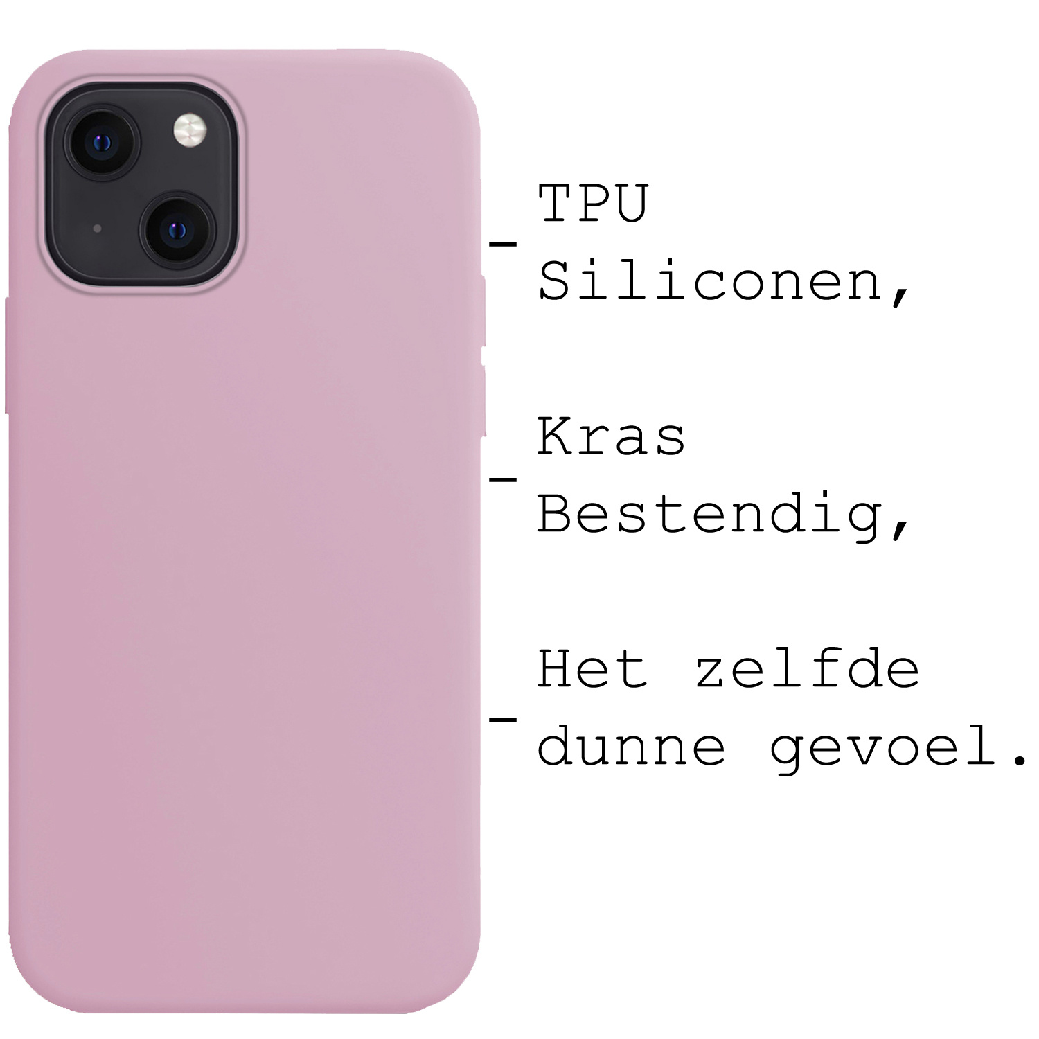 BASEY. Hoes Geschikt voor iPhone 13 Hoesje Siliconen Back Cover Case Met Screenprotector - Hoesje Geschikt voor iPhone 13 Hoes Cover Hoesje - Lila