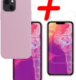 BASEY. BASEY. iPhone 13 Hoesje Siliconen Met Screenprotector - Lila