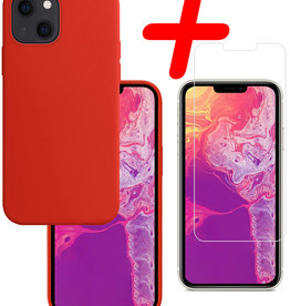 BASEY. BASEY. iPhone 13 Hoesje Siliconen Met Screenprotector - Rood