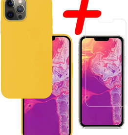 BASEY. BASEY. iPhone 13 Pro Hoesje Siliconen Met Screenprotector - Geel
