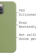 BASEY. Hoes Geschikt voor iPhone 13 Pro Hoesje Siliconen Back Cover Case Met Screenprotector - Hoesje Geschikt voor iPhone 13 Pro Hoes Cover Hoesje - Groen