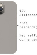 BASEY. Hoes Geschikt voor iPhone 13 Pro Max Hoesje Siliconen Back Cover Case Met Screenprotector - Hoesje Geschikt voor iPhone 13 Pro Max Hoes Cover Hoesje - Grijs