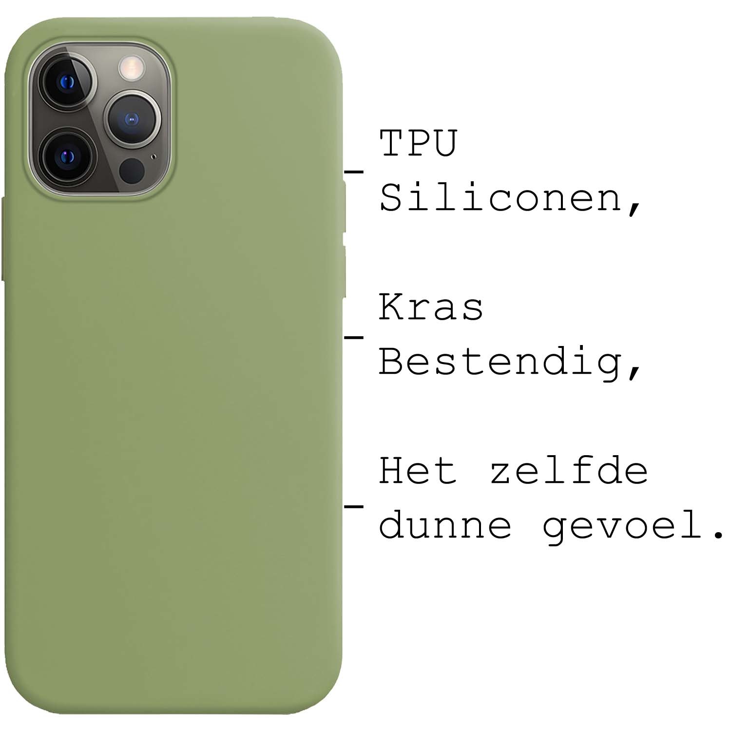 BASEY. Hoes Geschikt voor iPhone 13 Pro Max Hoesje Siliconen Back Cover Case Met Screenprotector - Hoesje Geschikt voor iPhone 13 Pro Max Hoes Cover Hoesje - Groen