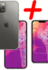 BASEY. Hoes Geschikt voor iPhone 13 Pro Max Hoesje Siliconen Back Cover Case Met Screenprotector - Hoesje Geschikt voor iPhone 13 Pro Max Hoes Cover Hoesje - Transparant