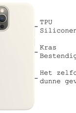 BASEY. Hoes Geschikt voor iPhone 13 Pro Max Hoesje Siliconen Back Cover Case Met Screenprotector - Hoesje Geschikt voor iPhone 13 Pro Max Hoes Cover Hoesje - Wit