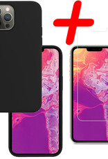 BASEY. Hoes Geschikt voor iPhone 13 Pro Max Hoesje Siliconen Back Cover Case Met Screenprotector - Hoesje Geschikt voor iPhone 13 Pro Max Hoes Cover Hoesje - Zwart