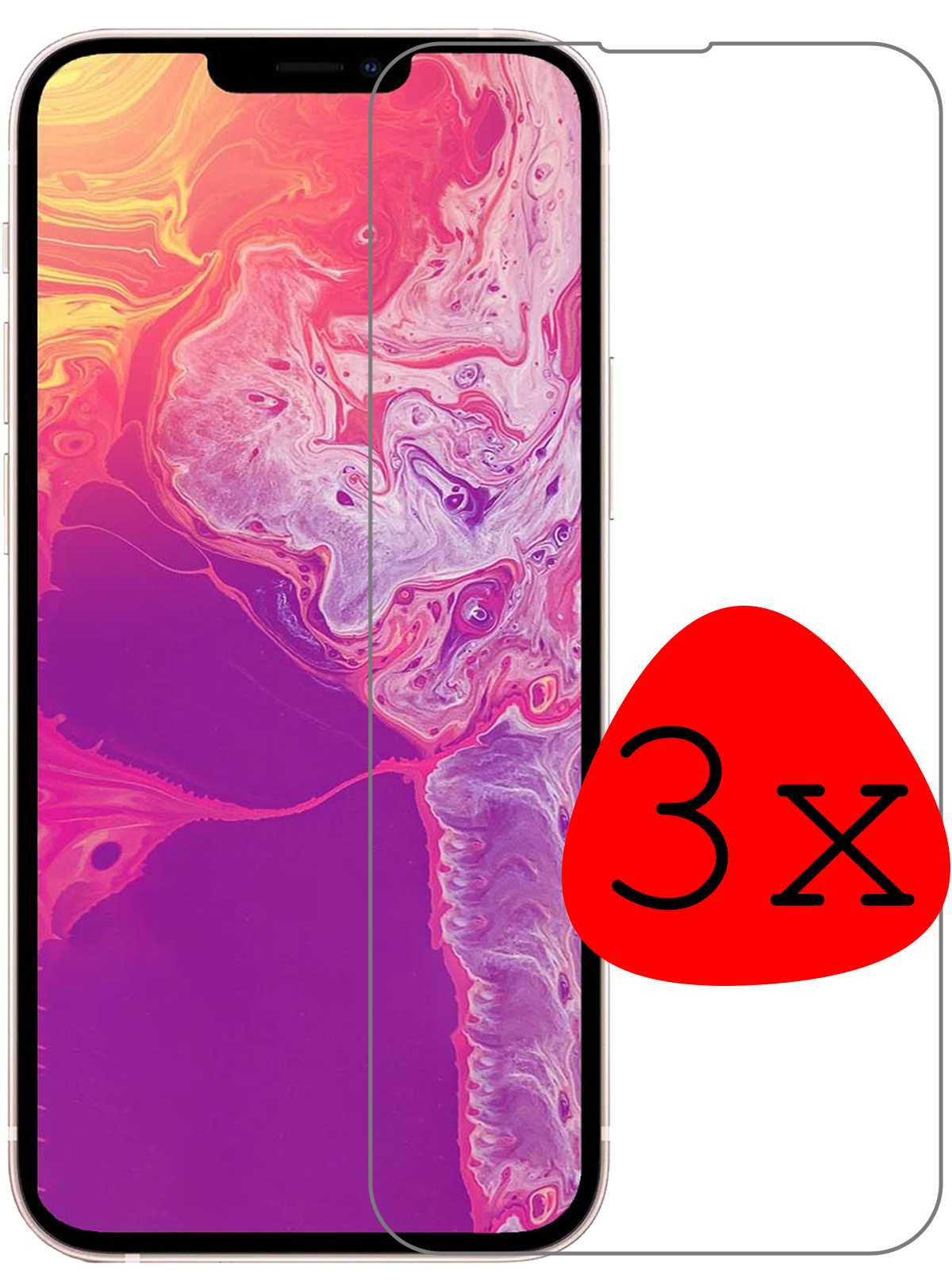 BASEY. Screenprotector Geschikt voor iPhone 13 Pro Screenprotector Tempered Glass Beschermglas Dichte Notch - Screenprotector Geschikt voor iPhone 13 Pro Screen Protector - 3 Stuks