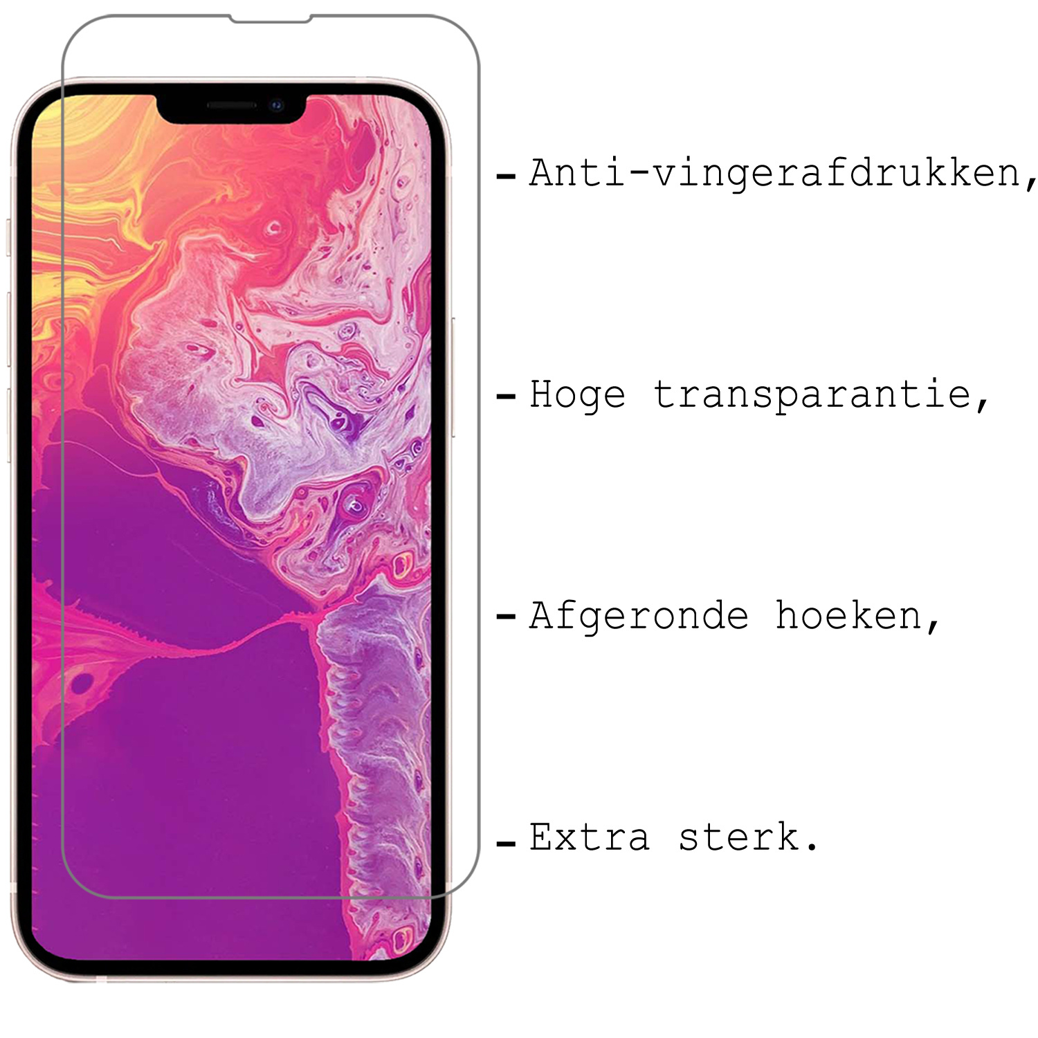 BASEY. Screenprotector Geschikt voor iPhone 13 Pro Screenprotector Tempered Glass Beschermglas Dichte Notch - Screenprotector Geschikt voor iPhone 13 Pro Screen Protector - 3 Stuks