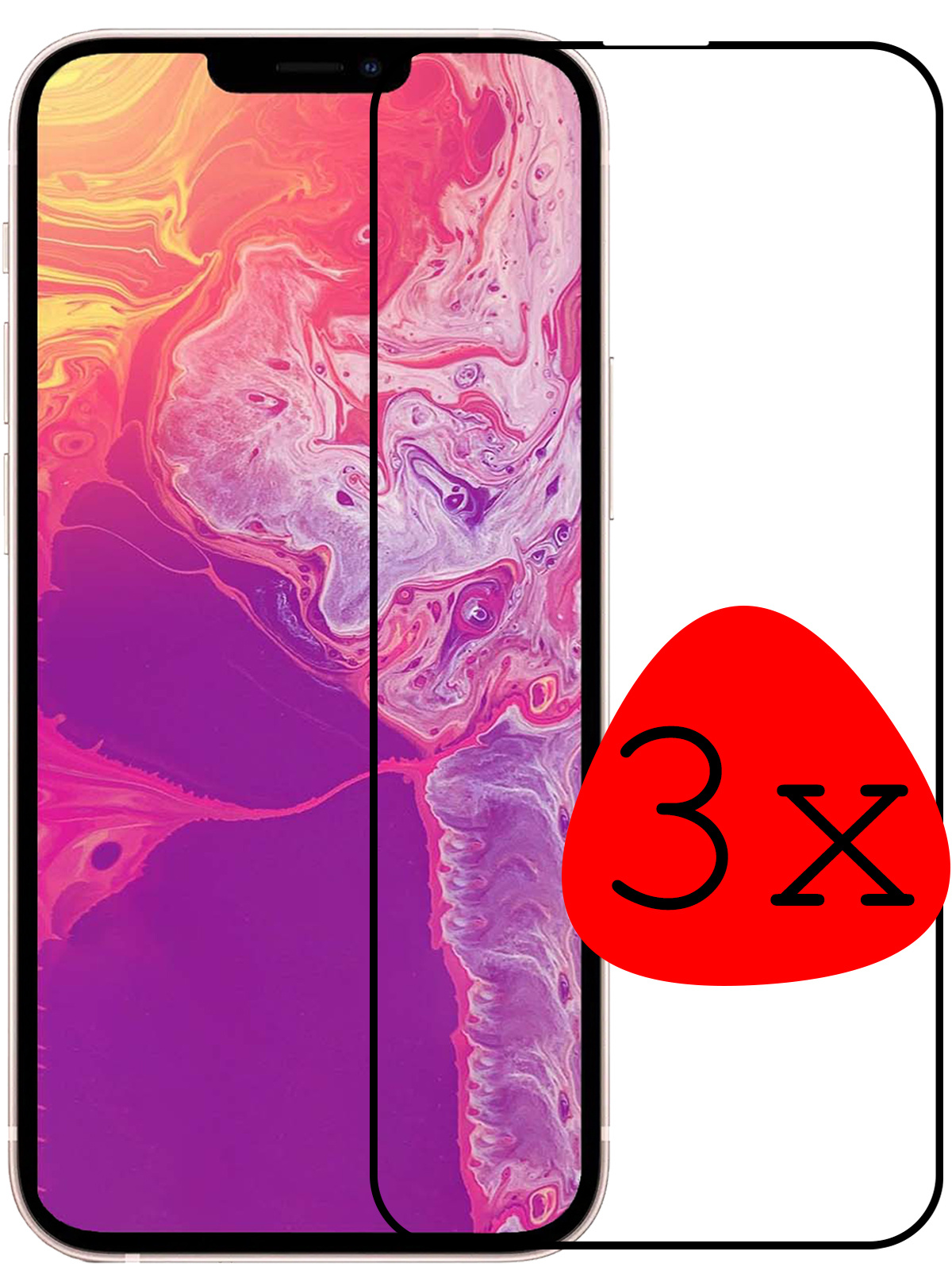 BASEY. Screenprotector Geschikt voor iPhone 13 Screenprotector Beschermglas Full Cover - Screenprotector Geschikt voor iPhone 13 Screen Protector Full Cover - 3 Stuks