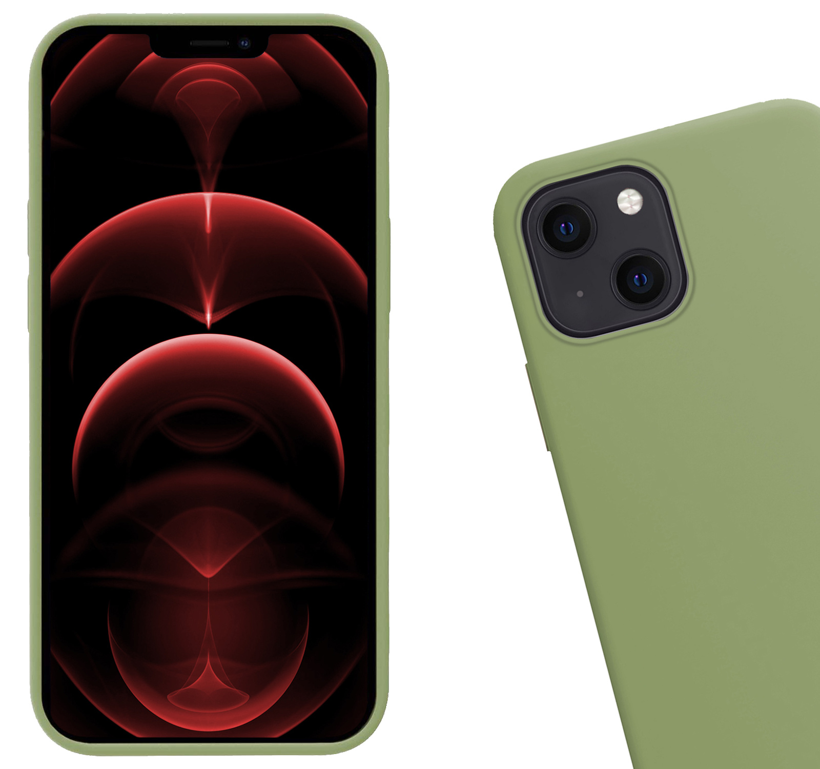 Nomfy Hoesje Geschikt voor iPhone 13 Mini Hoesje Siliconen Cover Case Met Screenprotector - Hoes Geschikt voor iPhone 13 Mini Hoes Back Case - Groen