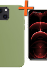 Nomfy Hoesje Geschikt voor iPhone 13 Mini Hoesje Siliconen Cover Case Met Screenprotector - Hoes Geschikt voor iPhone 13 Mini Hoes Back Case - Groen