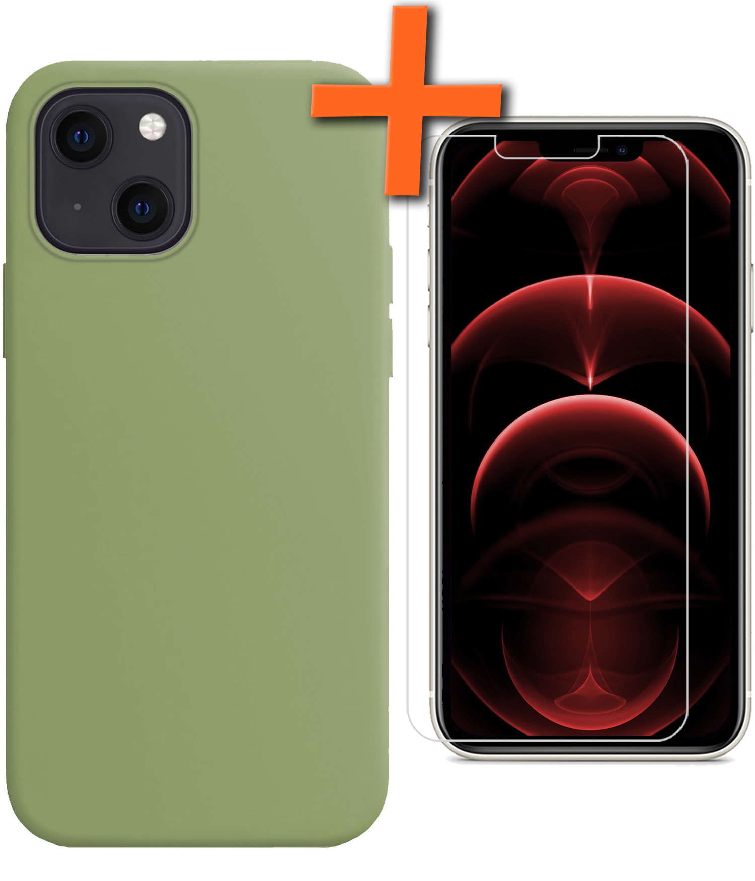 Nomfy Hoesje Geschikt voor iPhone 13 Mini Hoesje Siliconen Cover Case Met Screenprotector - Hoes Geschikt voor iPhone 13 Mini Hoes Back Case - Groen