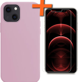 Nomfy Nomfy iPhone 13 Mini Hoesje Siliconen Met Screenprotector - Lila