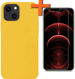 Nomfy Nomfy iPhone 13 Hoesje Siliconen Met Screenprotector - Geel
