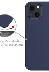 Nomfy Hoesje Geschikt voor iPhone 13 Hoesje Siliconen Cover Case Met Screenprotector - Hoes Geschikt voor iPhone 13 Hoes Back Case - Donkerblauw