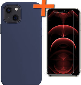 Nomfy Nomfy iPhone 13 Hoesje Siliconen Met Screenprotector - Donkerblauw
