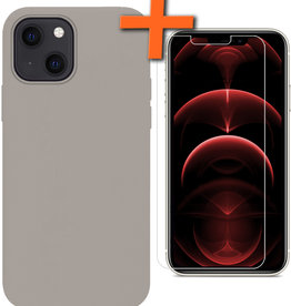 Nomfy Nomfy iPhone 13 Hoesje Siliconen Met Screenprotector - Grijs