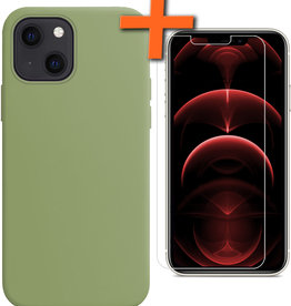 Nomfy Nomfy iPhone 13 Hoesje Siliconen Met Screenprotector - Groen