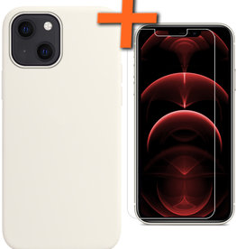 Nomfy Nomfy iPhone 13 Hoesje Siliconen Met Screenprotector - Wit
