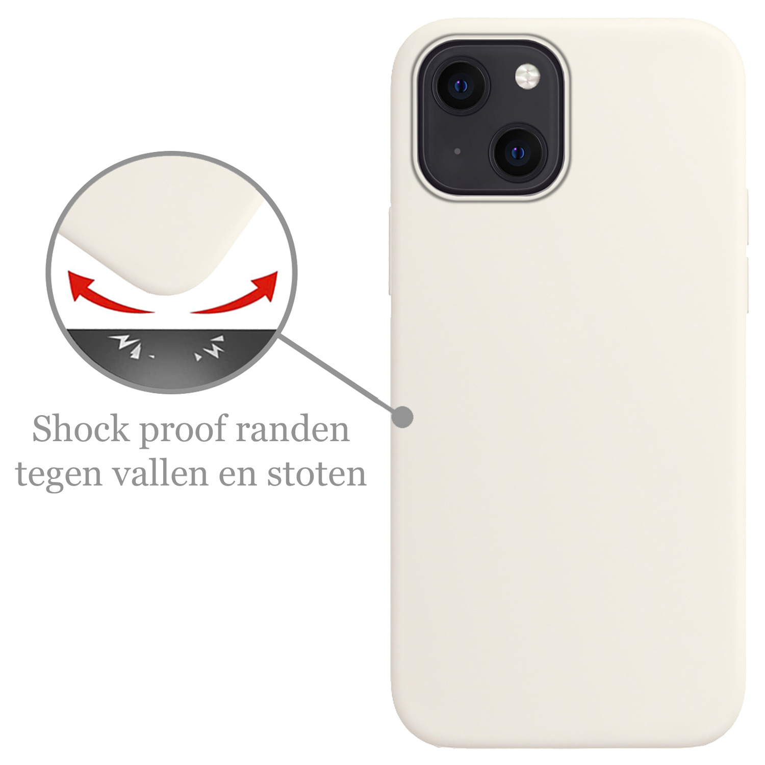 Nomfy Hoesje Geschikt voor iPhone 13 Hoesje Siliconen Cover Case Met Screenprotector - Hoes Geschikt voor iPhone 13 Hoes Back Case - Wit