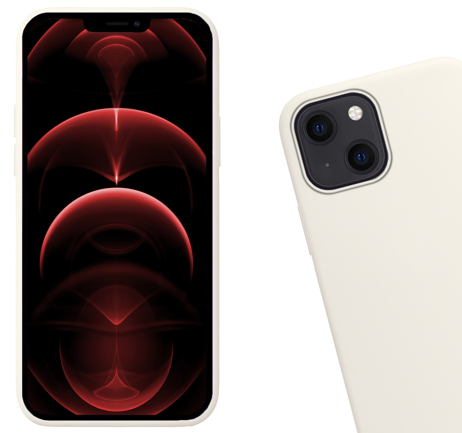 Nomfy Hoesje Geschikt voor iPhone 13 Hoesje Siliconen Cover Case Met Screenprotector - Hoes Geschikt voor iPhone 13 Hoes Back Case - Wit