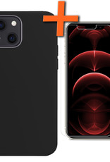 Nomfy Hoesje Geschikt voor iPhone 13 Hoesje Siliconen Cover Case Met Screenprotector - Hoes Geschikt voor iPhone 13 Hoes Back Case - Zwart