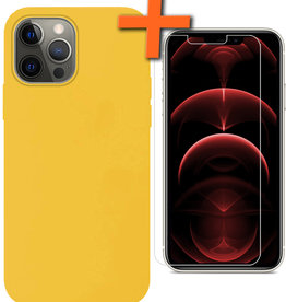 Nomfy Nomfy iPhone 13 Pro Hoesje Siliconen Met Screenprotector - Geel