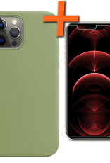 Nomfy Hoesje Geschikt voor iPhone 13 Pro Hoesje Siliconen Cover Case Met Screenprotector - Hoes Geschikt voor iPhone 13 Pro Hoes Back Case - Groen