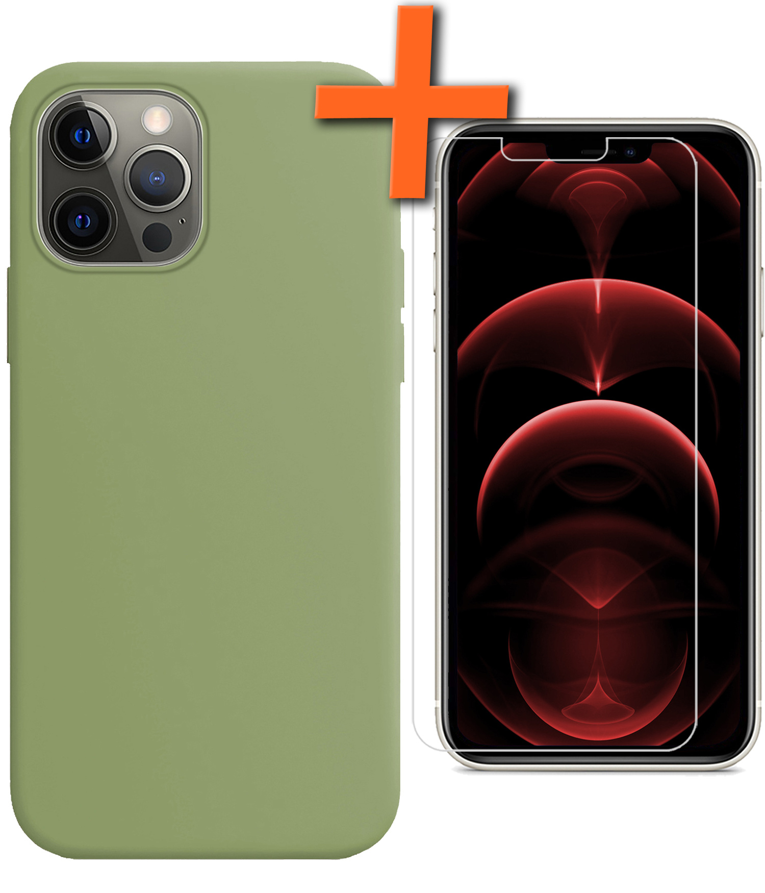 Nomfy Hoesje Geschikt voor iPhone 13 Pro Hoesje Siliconen Cover Case Met Screenprotector - Hoes Geschikt voor iPhone 13 Pro Hoes Back Case - Groen