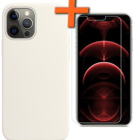 Nomfy Nomfy iPhone 13 Pro Hoesje Siliconen Met Screenprotector - Wit