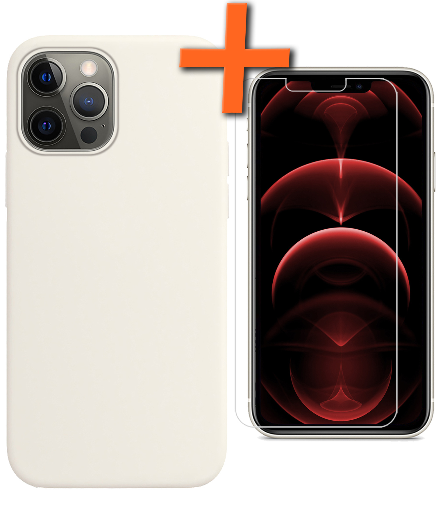 Nomfy Hoesje Geschikt voor iPhone 13 Pro Hoesje Siliconen Cover Case Met Screenprotector - Hoes Geschikt voor iPhone 13 Pro Hoes Back Case - Wit