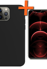 Nomfy Hoesje Geschikt voor iPhone 13 Pro Hoesje Siliconen Cover Case Met Screenprotector - Hoes Geschikt voor iPhone 13 Pro Hoes Back Case - Zwart