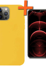 Nomfy Hoesje Geschikt voor iPhone 13 Pro Max Hoesje Siliconen Cover Case Met Screenprotector - Hoes Geschikt voor iPhone 13 Pro Max Hoes Back Case - Geel