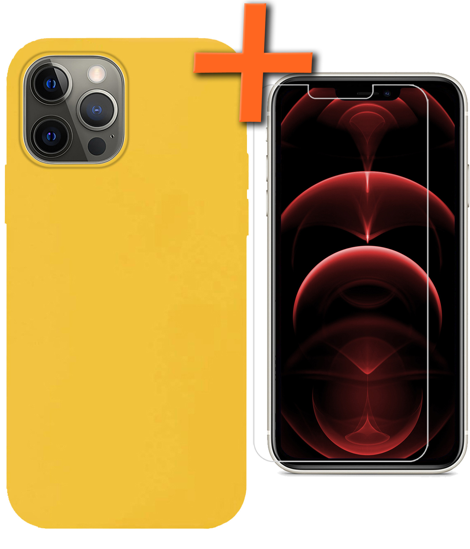 Nomfy Hoesje Geschikt voor iPhone 13 Pro Max Hoesje Siliconen Cover Case Met Screenprotector - Hoes Geschikt voor iPhone 13 Pro Max Hoes Back Case - Geel