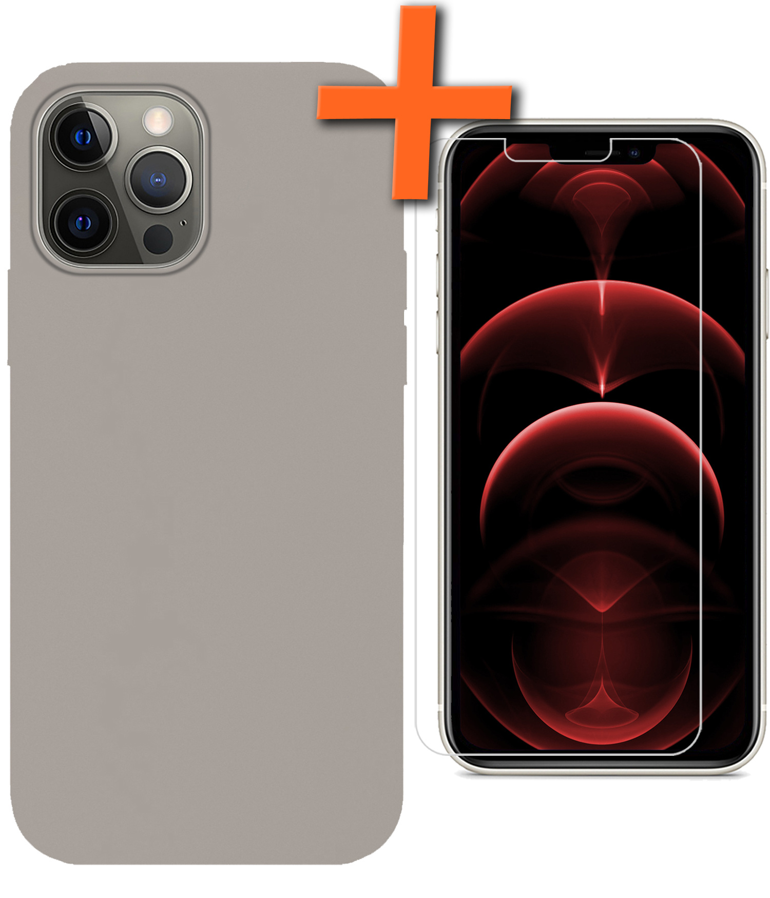 Nomfy Hoesje Geschikt voor iPhone 13 Pro Max Hoesje Siliconen Cover Case Met Screenprotector - Hoes Geschikt voor iPhone 13 Pro Max Hoes Back Case - Grijs