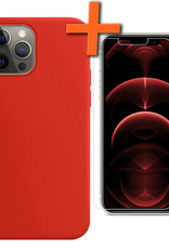 Nomfy Hoesje Geschikt voor iPhone 13 Pro Max Hoesje Siliconen Cover Case Met Screenprotector - Hoes Geschikt voor iPhone 13 Pro Max Hoes Back Case - Rood