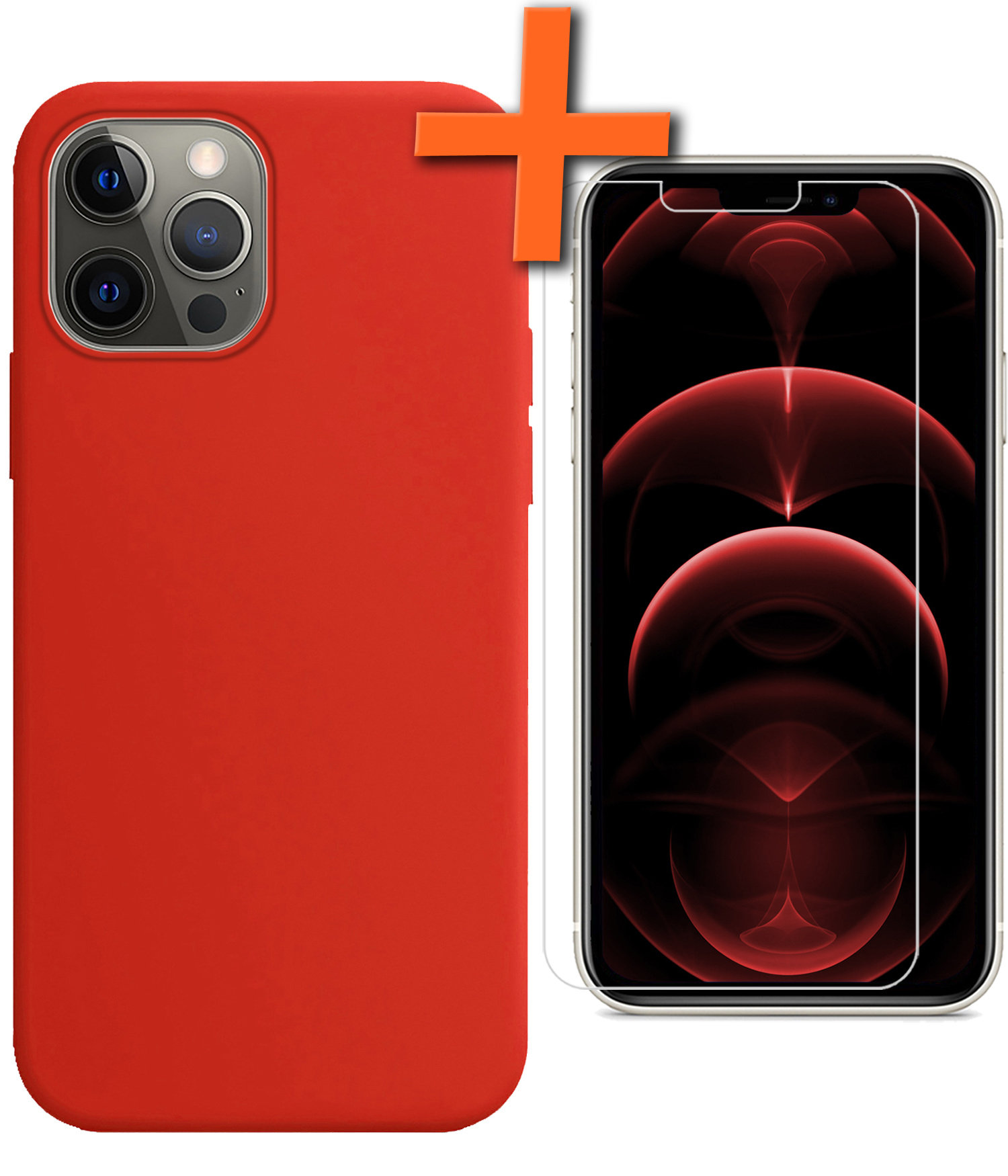 Nomfy Hoesje Geschikt voor iPhone 13 Pro Max Hoesje Siliconen Cover Case Met Screenprotector - Hoes Geschikt voor iPhone 13 Pro Max Hoes Back Case - Rood