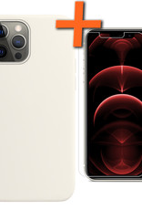 Nomfy Hoesje Geschikt voor iPhone 13 Pro Max Hoesje Siliconen Cover Case Met Screenprotector - Hoes Geschikt voor iPhone 13 Pro Max Hoes Back Case - Wit