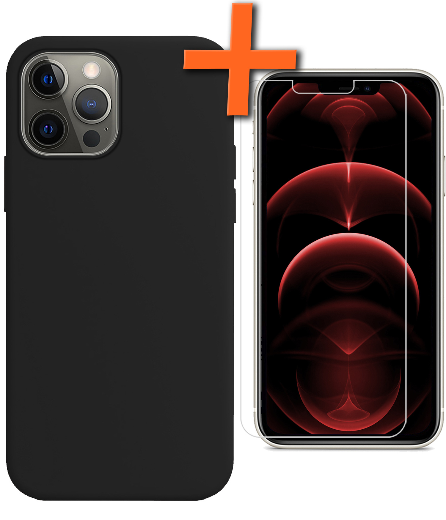 Nomfy Hoesje Geschikt voor iPhone 13 Pro Max Hoesje Siliconen Cover Case Met Screenprotector - Hoes Geschikt voor iPhone 13 Pro Max Hoes Back Case - Zwart