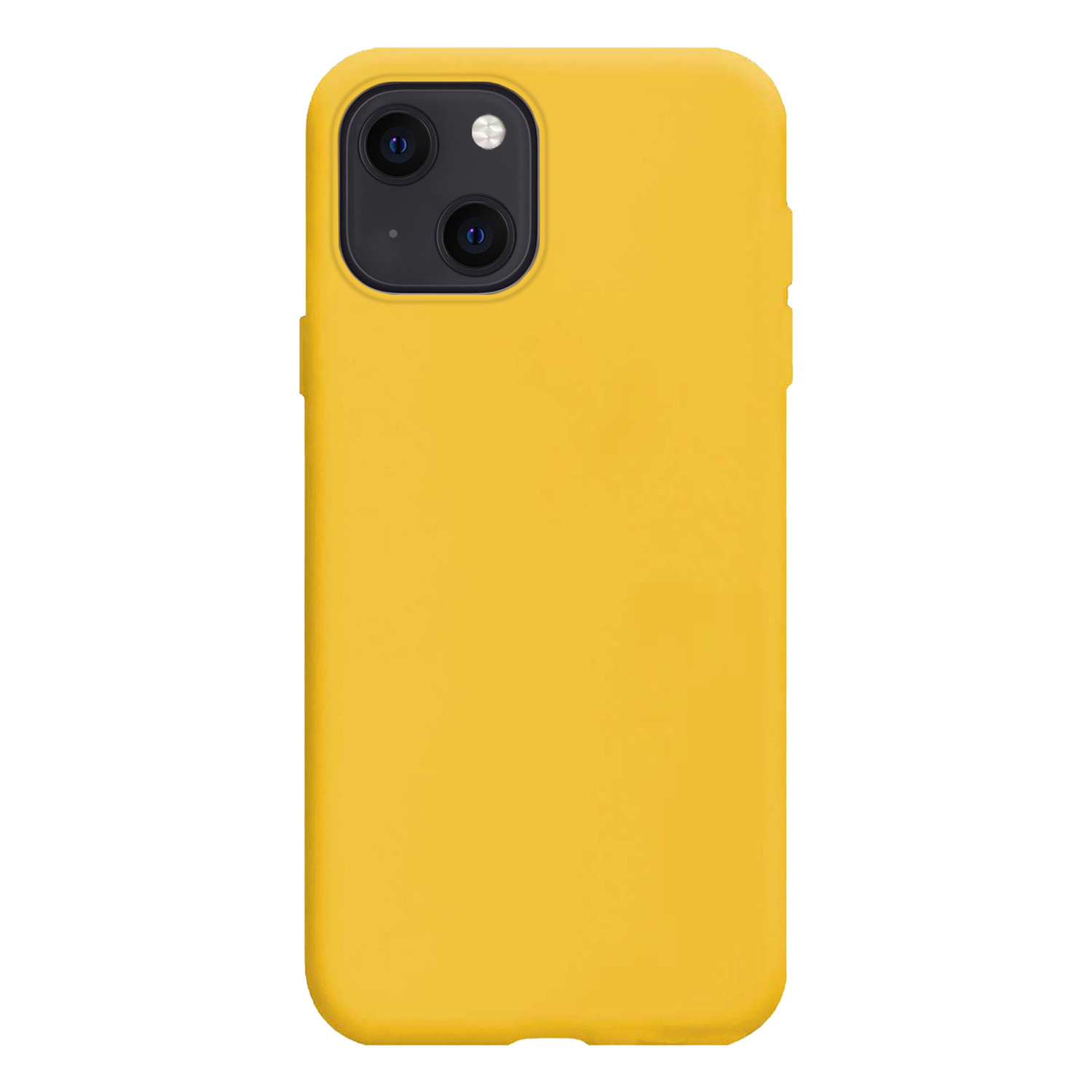 BASEY. Hoes Geschikt voor iPhone 13 Mini Hoesje Siliconen Back Cover Case Met 2x Screenprotector - Hoesje Geschikt voor iPhone 13 Mini Hoes Cover Hoesje - Geel