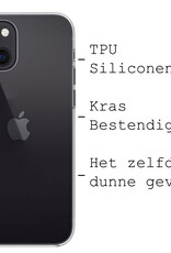 BASEY. Hoes Geschikt voor iPhone 13 Mini Hoesje Siliconen Back Cover Case Met 2x Screenprotector - Hoesje Geschikt voor iPhone 13 Mini Hoes Cover Hoesje - Transparant