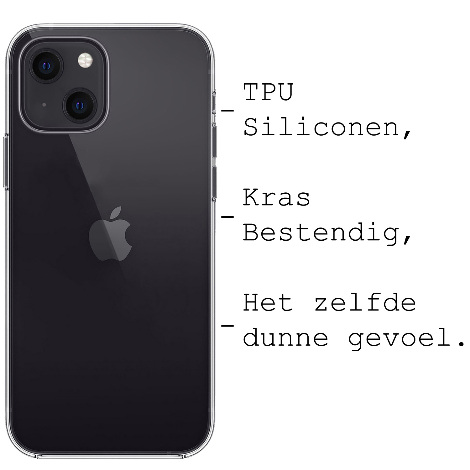BASEY. Hoes Geschikt voor iPhone 13 Mini Hoesje Siliconen Back Cover Case Met 2x Screenprotector - Hoesje Geschikt voor iPhone 13 Mini Hoes Cover Hoesje - Transparant