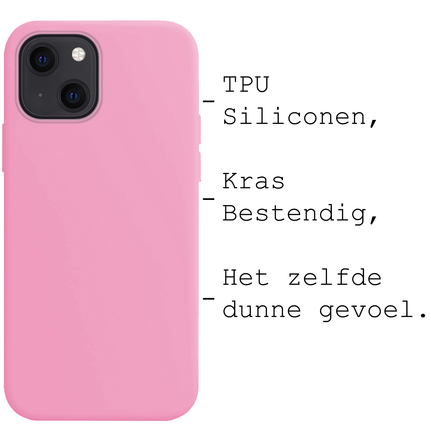 BASEY. Hoes Geschikt voor iPhone 13 Hoesje Siliconen Back Cover Case Met 2x Screenprotector - Hoesje Geschikt voor iPhone 13 Hoes Cover Hoesje - Lichtroze