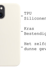 BASEY. Hoes Geschikt voor iPhone 13 Hoesje Siliconen Back Cover Case Met 2x Screenprotector - Hoesje Geschikt voor iPhone 13 Hoes Cover Hoesje - Wit