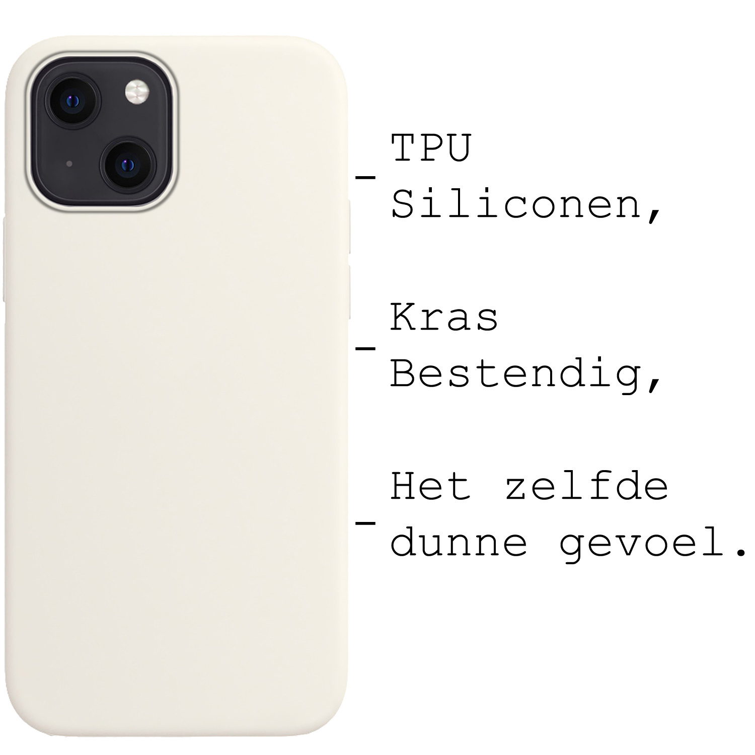 BASEY. Hoes Geschikt voor iPhone 13 Hoesje Siliconen Back Cover Case Met 2x Screenprotector - Hoesje Geschikt voor iPhone 13 Hoes Cover Hoesje - Wit