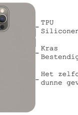 BASEY. Hoes Geschikt voor iPhone 13 Pro Hoesje Siliconen Back Cover Case Met 2x Screenprotector - Hoesje Geschikt voor iPhone 13 Pro Hoes Cover Hoesje - Grijs