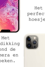 BASEY. Hoes Geschikt voor iPhone 13 Pro Hoesje Siliconen Back Cover Case Met 2x Screenprotector - Hoesje Geschikt voor iPhone 13 Pro Hoes Cover Hoesje - Wit